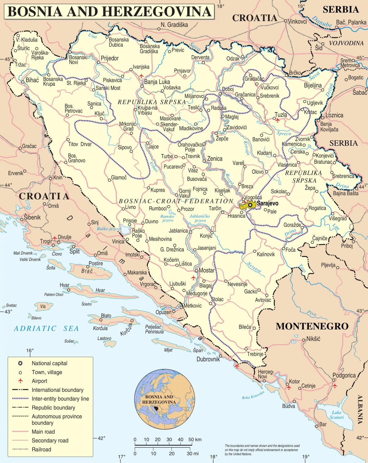 kart over Bosnia