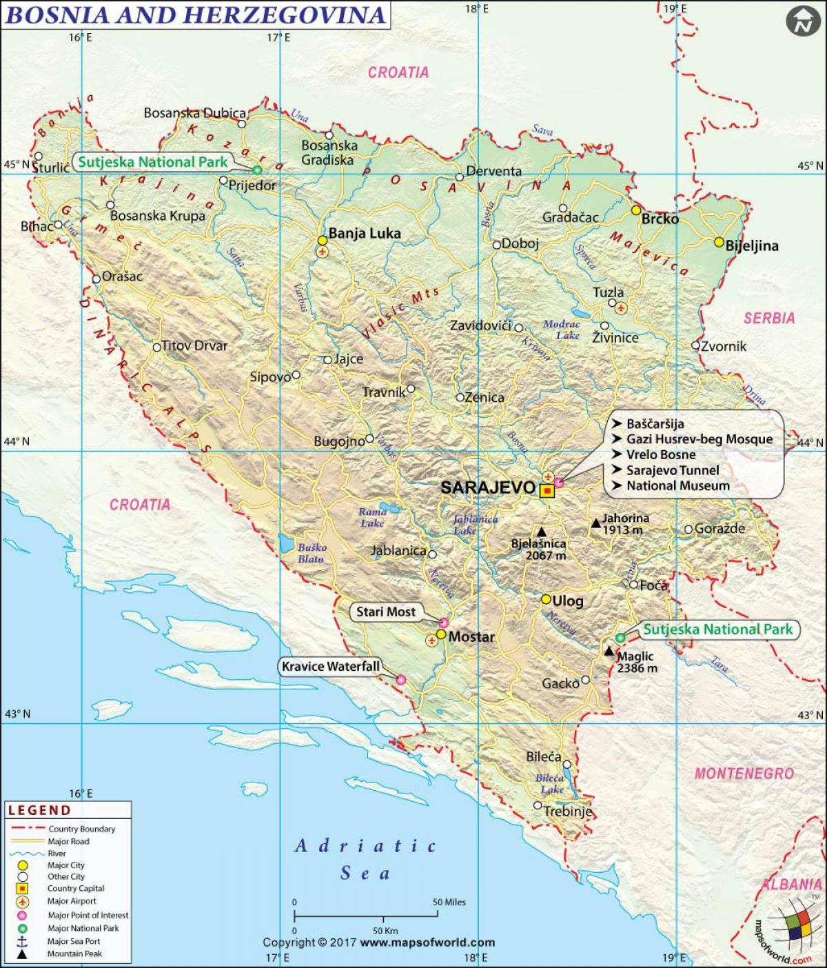Kart over Bosnia land