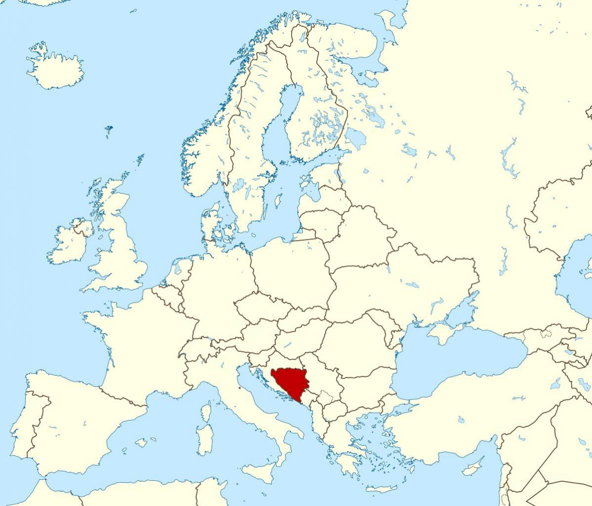 Kart over Bosnia plassering på verden