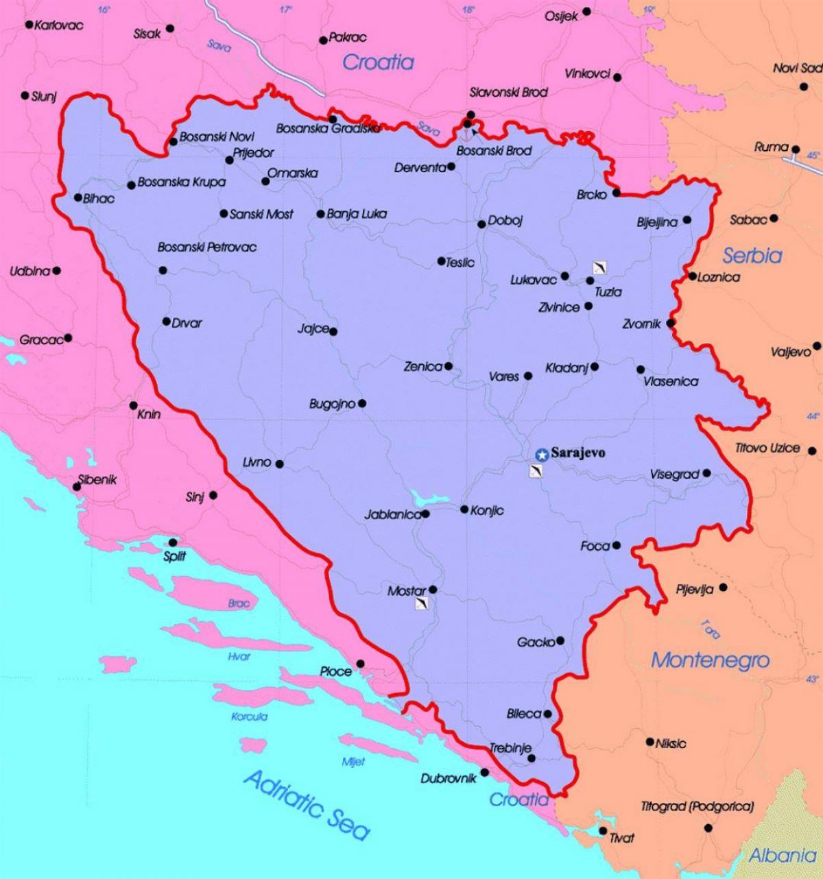 Bosnia og Hercegovina, politisk kart