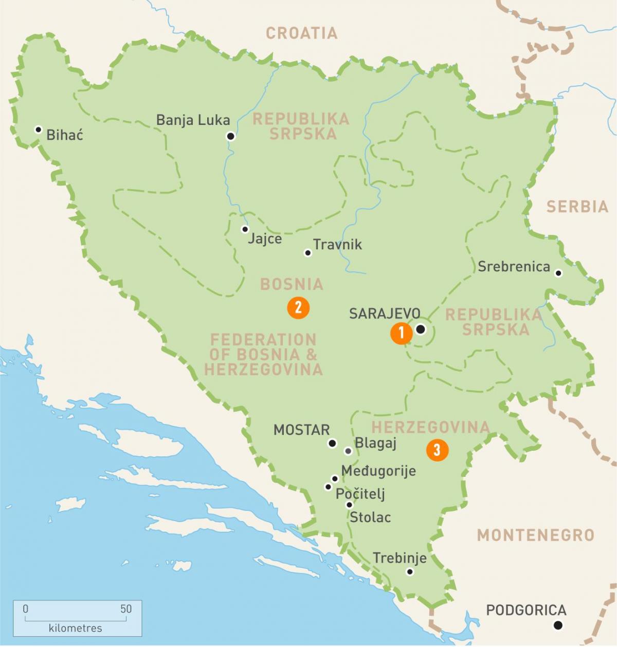 Kart over sarajevo Bosnia