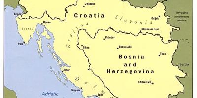 Kart over Bosnia og Hercegovina og omkringliggende land