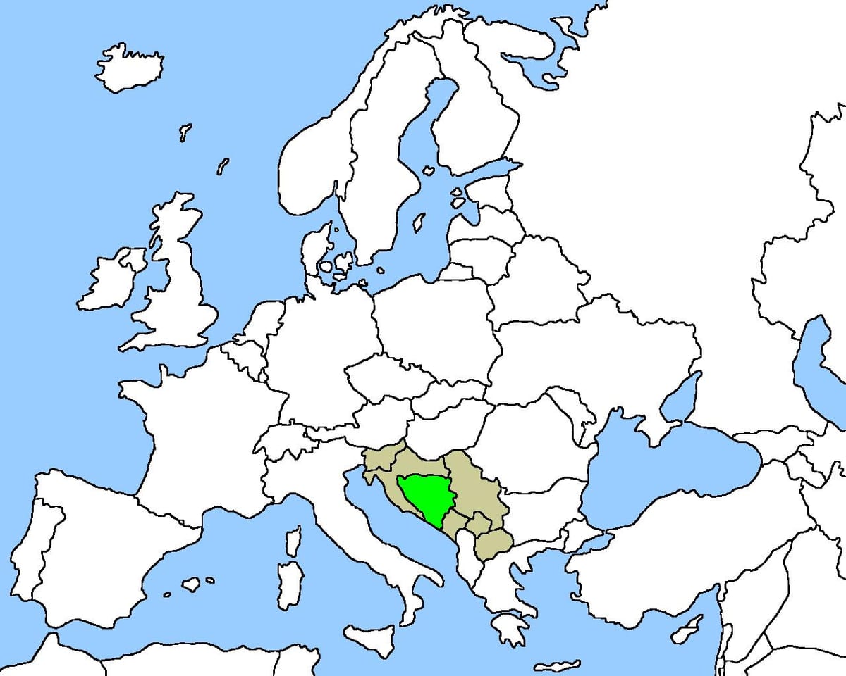 Kart over Bosnia beliggenhet på